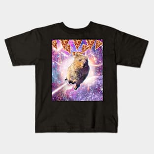 Space Galaxy Quokka Wallaby With Pizza Kids T-Shirt